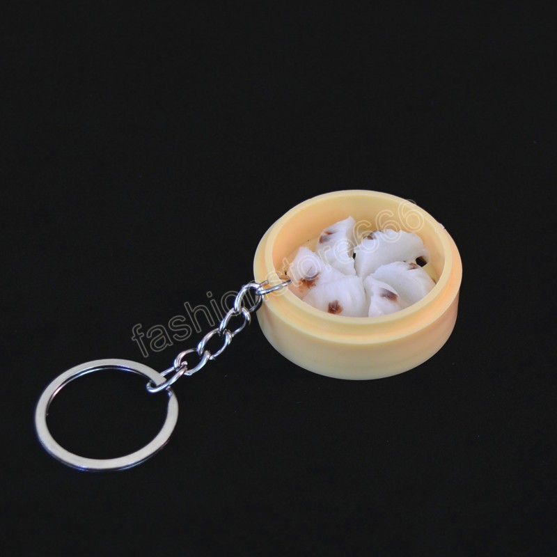 Mini Steamer Bag Hanging Keychain Chinese Food Bun Dumpling Pendant Women Couple Kids Toy Backpack Phone Car Key ring Decor