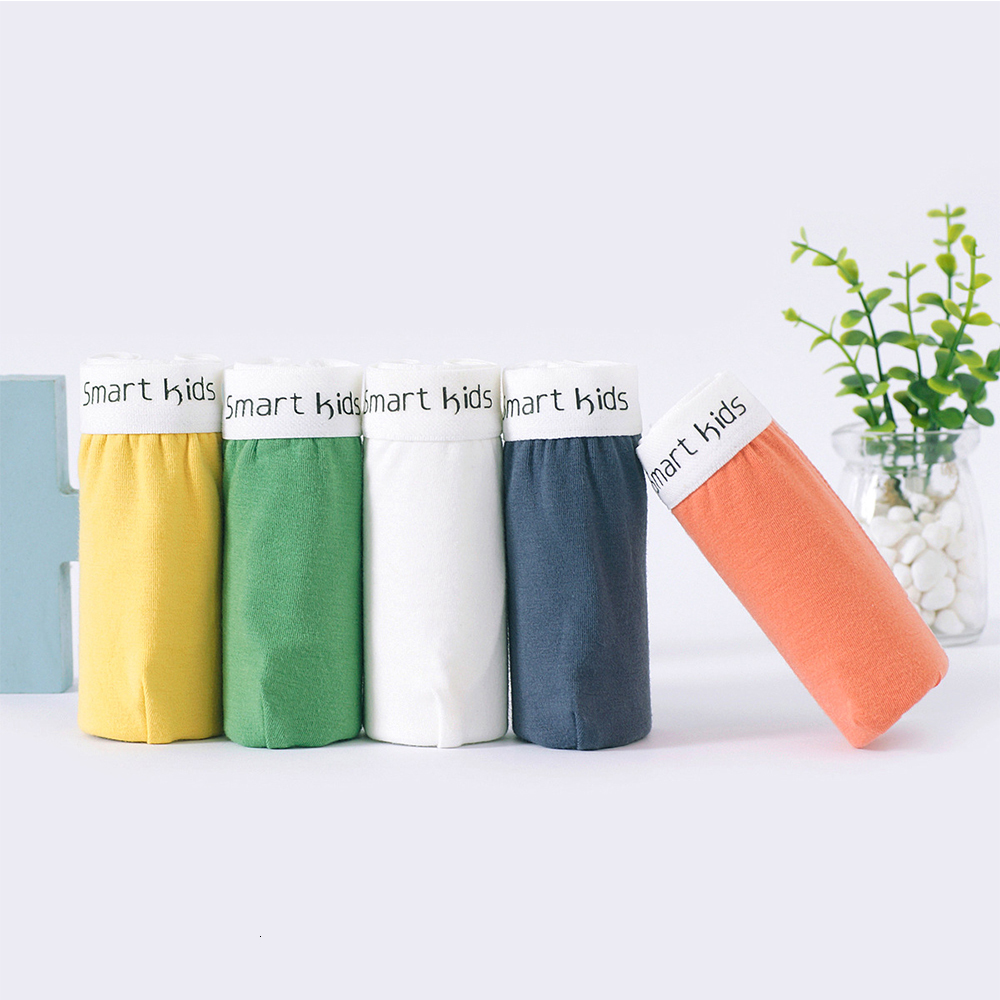 Panties Children s Underwear for Kids Cartoon Shorts Cotton Underpants Boys Solid Color Yellow White Green Orange 5Pairs lot 221205