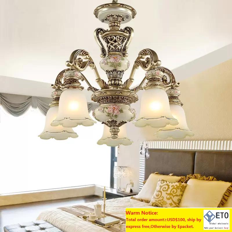 European Lighting Chandelier Pendant Lamp Bedroom Dining Room Living Room Lamp Resin Garden Simple Western Style Retro Atmospheric Lighting