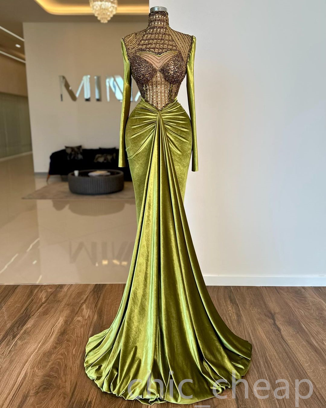 2023 Arabic Aso Ebi Mermaid Luxurious Prom Dresses Beaded Crystals Evening Formal Party Second Reception Birthday Engagement Gowns Dress ZJ222