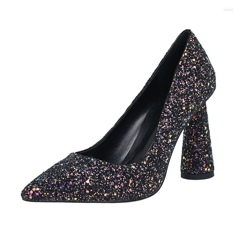 Dress Shoes INS Fashion Sequins Leather Chunky Spike Heels Pumps Ladies Pointed Toe Slip-on Party Prom Bling High, Black
Dress Shoes INS Fashion Sequins Leather Chunky Spike Heels Pumps Ladies Pointed Toe Slip-on Party Prom Bling High, Black