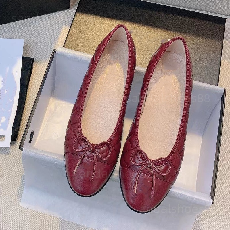 Designer Ballet Flat Shoes Ballerine Luxe Quilted Leather Women Ballerina Flats Pumps Loafers Slingback Heels Black Beige Burgundy Tweed Fabric Comfort shoes