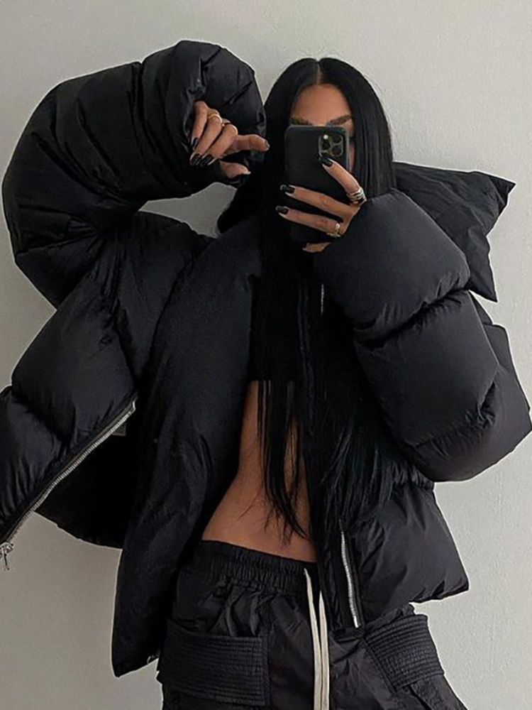 Women's Down Parkas Winter Jackets Women Coats Oversized Black Bubble Scarf Collar Puffer Short High Street Outwear Casual Parka 221205