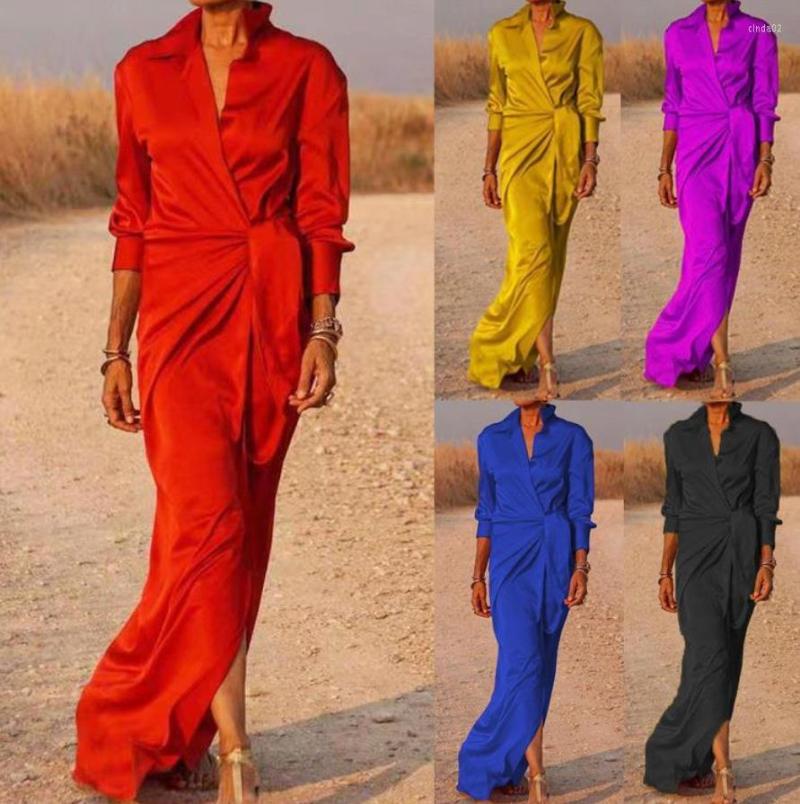 Casual Dresses Women Long Sleeve Solid Shirts Dress Office Lapel V Neck Maxi Spring Elegant Lady Lace Up Split Slim, 04 purple
Casual Dresses Women Long Sleeve Solid Shirts Dress Office Lapel V Neck Maxi Spring Elegant Lady Lace Up Split Slim, 04 purple
