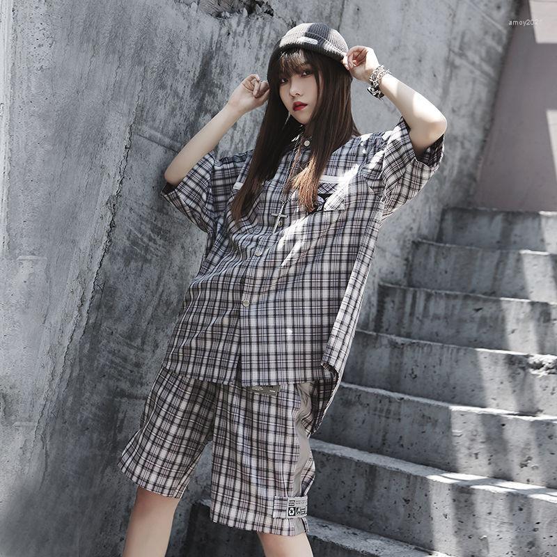 Women' Tracksuits Women Summer Grey Plaid 2 Piece Sets Fashion Retro Super Cool Street Style Shorts And Short Sleeve Shirt, Gray
Women' Tracksuits Women Summer Grey Plaid 2 Piece Sets Fashion Retro Super Cool Street Style Shorts And Short Sleeve Shirt, Gray