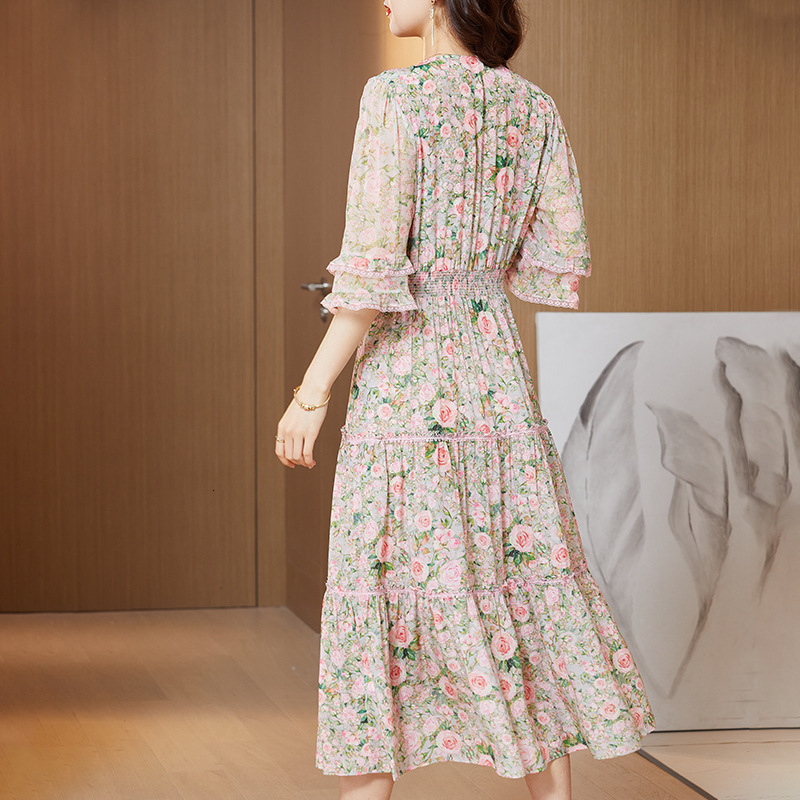 Party Dresses Silk dress spring and summer women's highend temperament print stunning slim dresses 221203