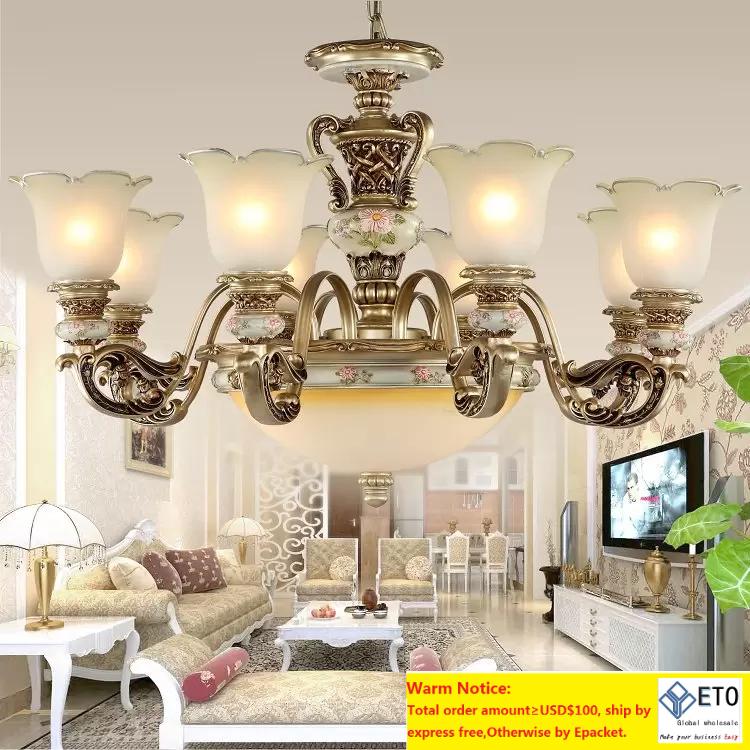 European Lighting Chandelier Pendant Lamp Bedroom Dining Room Living Room Lamp Resin Garden Simple Western Style Retro Atmospheric Lighting
