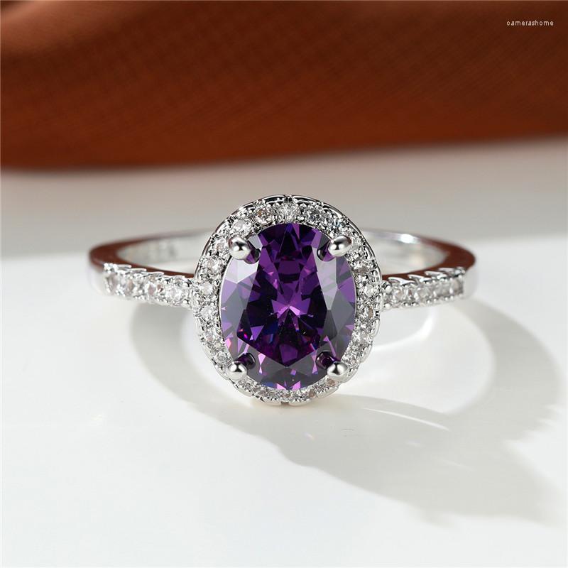 Wedding Rings Cute Female Big Purple Oval Ring Charm Silver Color Love Engagement Crystal Zircon Stone For Women
Wedding Rings Cute Female Big Purple Oval Ring Charm Silver Color Love Engagement Crystal Zircon Stone For Women