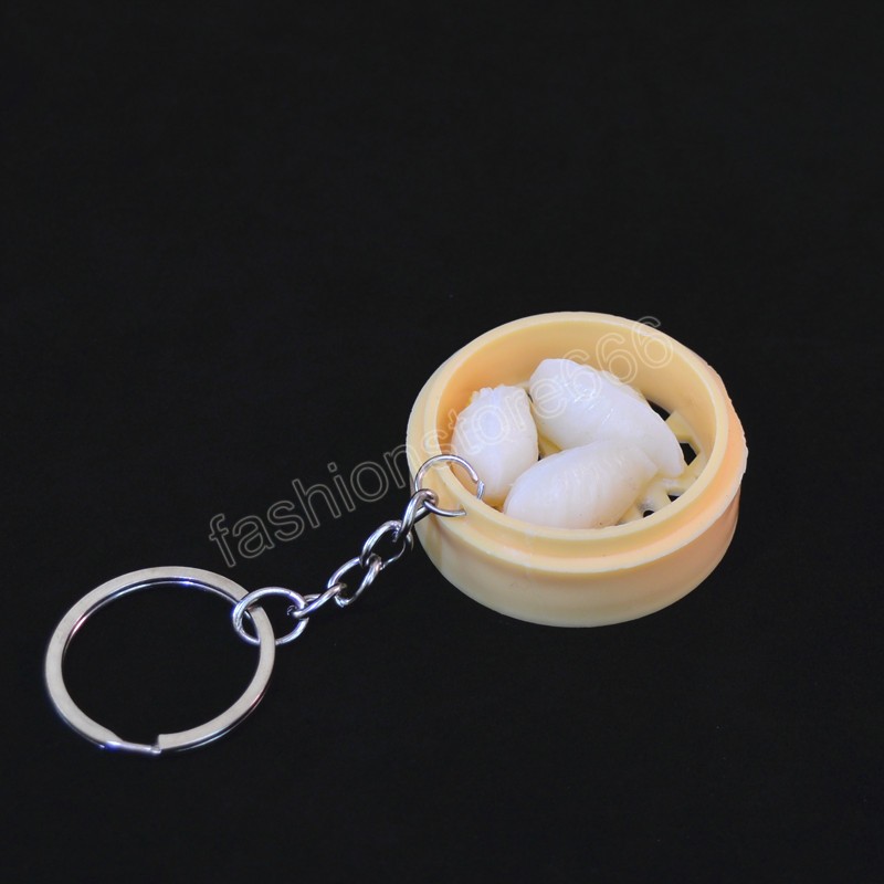 Mini Steamer Bag Hanging Keychain Chinese Food Bun Dumpling Pendant Women Couple Kids Toy Backpack Phone Car Key ring Decor