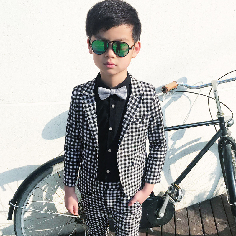 Suits Plaid Formal Suit for Boys Blazer Pants Children Wedding Tuxedo Kids Dresses Party Outfits Spring Baby School Clothes 221205