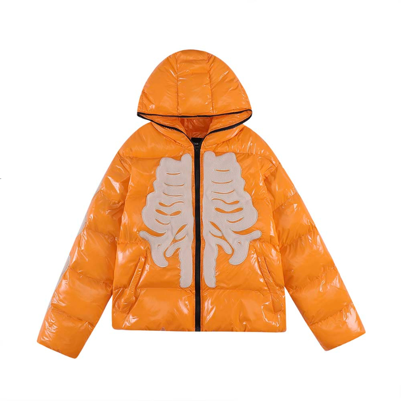 Men s Down Parkas Hip Hop Winter Skeleton Jacket Streetwear Coat Glossy Thick Warm Bone Print Harajuku Y2k Male Puffer Parker Jackets 221205