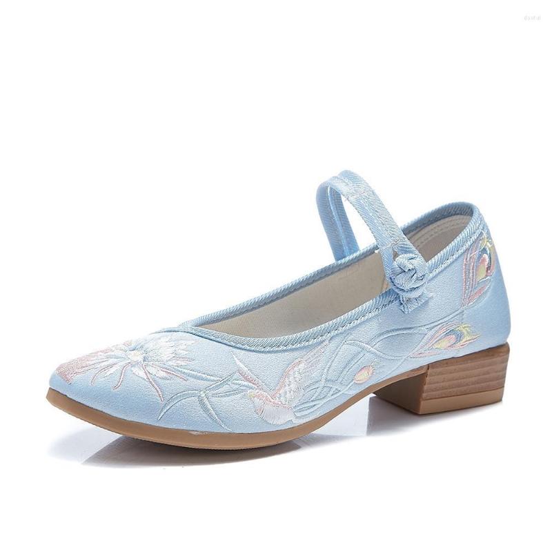 Dress Shoes Retro Ladies Fabric 4cm Block Heel Pumps Comfort Soft Women Pointed Toe Chinese Embroidered Mary Jane, Sky blue
Dress Shoes Retro Ladies Fabric 4cm Block Heel Pumps Comfort Soft Women Pointed Toe Chinese Embroidered Mary Jane, Sky blue