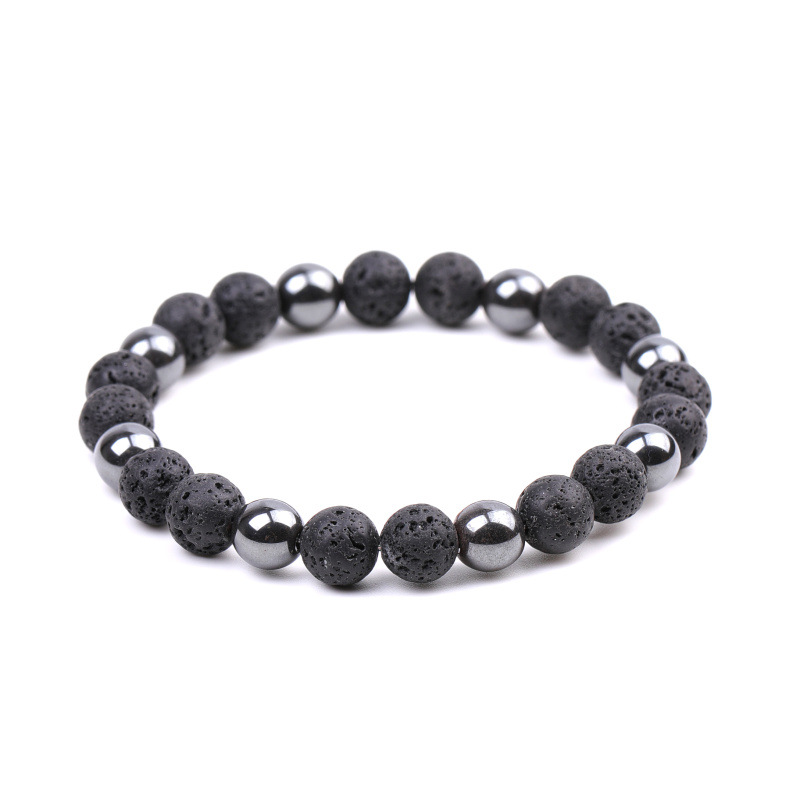 8mm Black Lava Stone Natural Tiger Eye Opal Beads Couple Bangles Bracelets for Women Yoga Jewelry