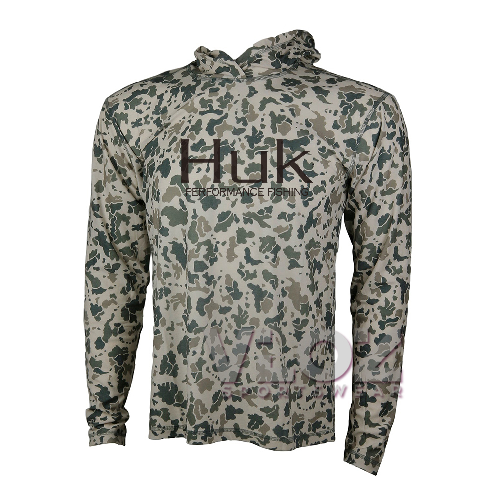 Outdoor T-Shirts Men HUK Fishing Hoodie Long Sleeve Sun Protection Sweatshirt Breathable Quick Dry Camouflage Clothing Camisa De Pesca 221205