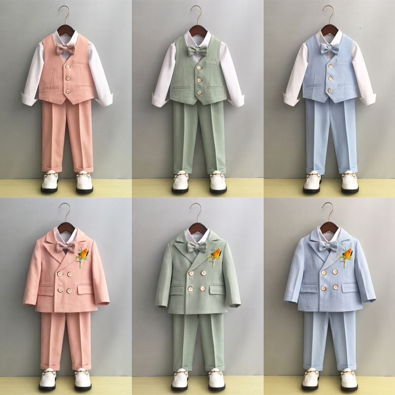 Suits Child Formal Dress Suit Set Autumn Winter Boys Wedding Baby First Birthday Performance Costume Kids Jacket Pants Bowtie Clothes 221205