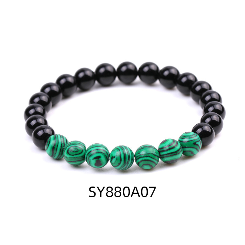 8MM Bright Black Natural Stone Tiger Eye Topaz Beads Bangles Bracelets for Women Men Yoga Jewelry