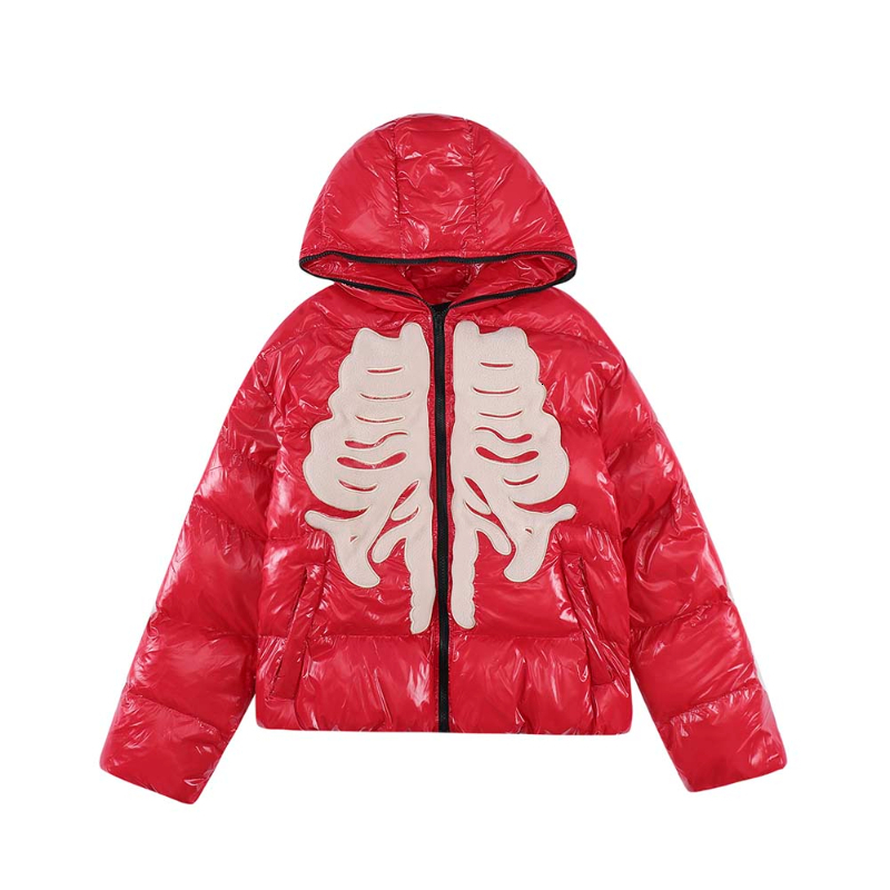 Men s Down Parkas Hip Hop Winter Skeleton Jacket Streetwear Coat Glossy Thick Warm Bone Print Harajuku Y2k Male Puffer Parker Jackets 221205