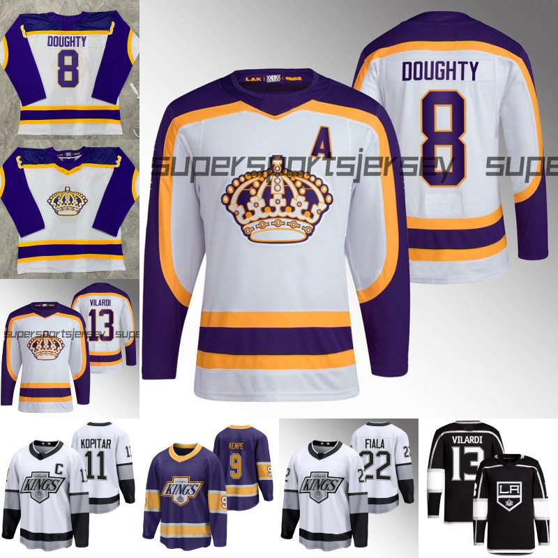 "Los" "Angeles" Kings 2022-23 Reverse Retro Hockey Jerseys la Drew Doughty Anze Kopitar Kevin Fiala Jonathan Quick Adrian Kempe Gabriel Vilardi Phillip Danault