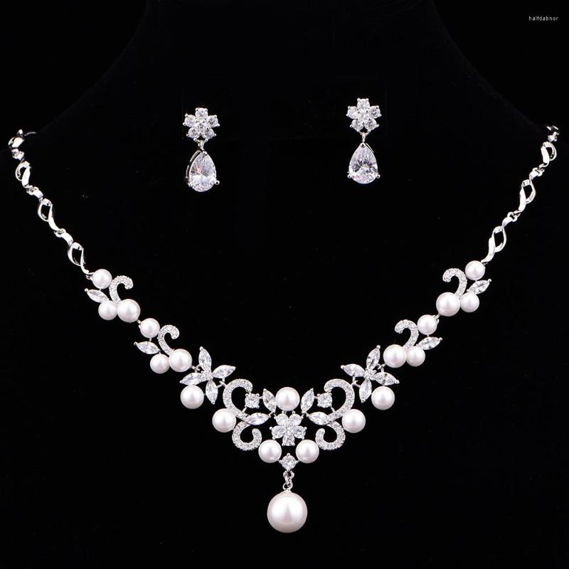 Necklace Earrings Set Arrival Flower Pearl Cubic Zirconia For Bridesmaid Party Jewelry Bride CZL-6154, Picture shown
Necklace Earrings Set Arrival Flower Pearl Cubic Zirconia For Bridesmaid Party Jewelry Bride CZL-6154, Picture shown