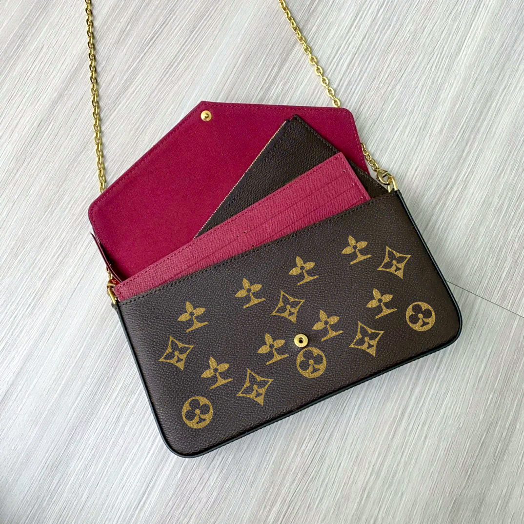 Luxury Designer 3 piece set POCHETTE FeLICIE removable Fashion famous chain M61276 with box women shoulder men wallet Tote clutch Genuine Leather city handbag bags, Carton
Luxury Designer 3 piece set POCHETTE FeLICIE removable Fashion famous chain M61276 with box women shoulder men wallet Tote clutch Genuine Leather city handbag bags, Carton