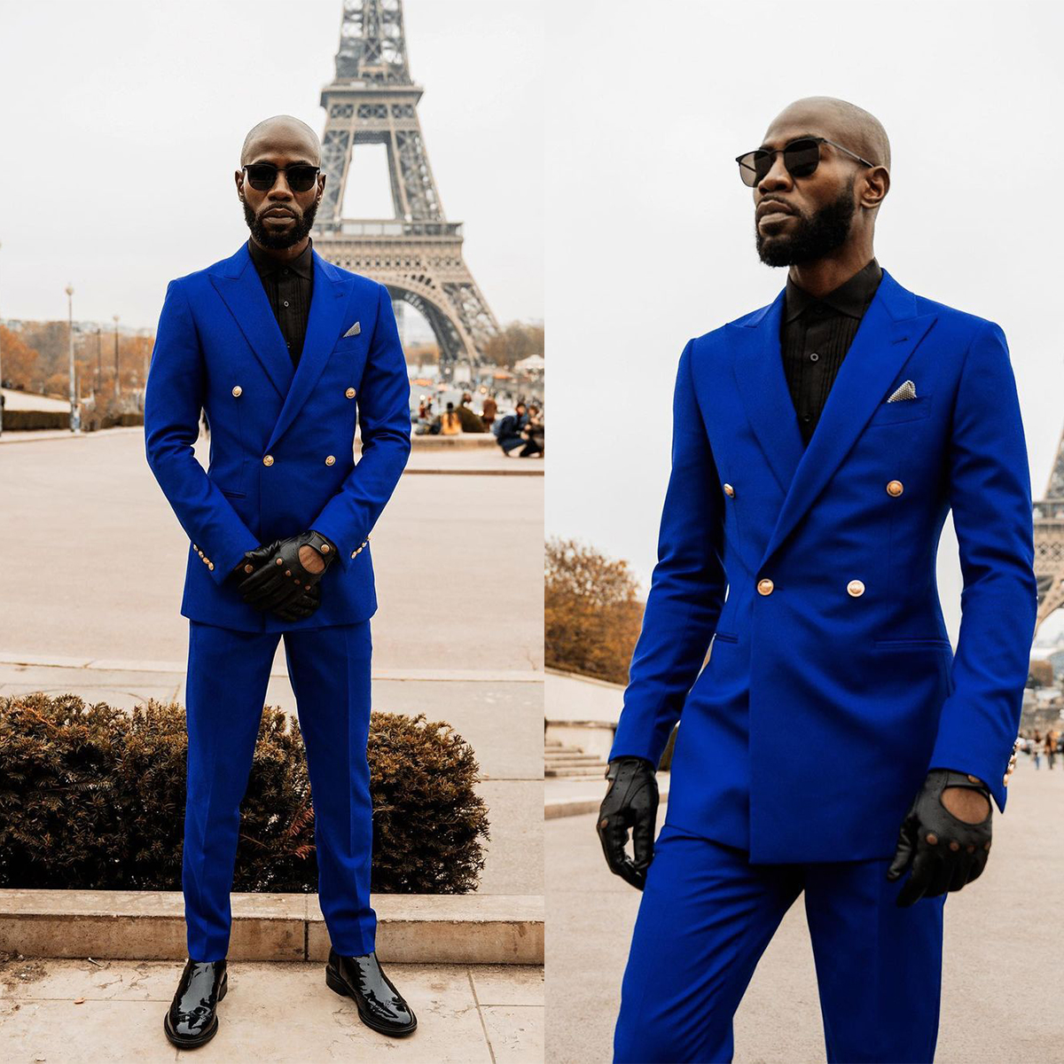 Two Pieces Unique Wedding Tuxedos Men Suits Solid Color Peaked Modern Formal Slim Two-Button Customized Fit Notched Lapel Slim Three Outer Pockets Jac