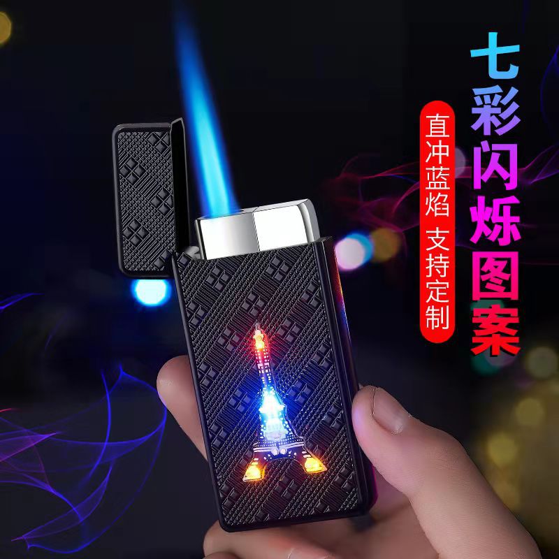 

Colorful LED Compact Butane Jet Lighter Torch Turbo Lighter Cigarette Smoking Accessories Gas 1300 C Windproof Cigar Lighters No Gas