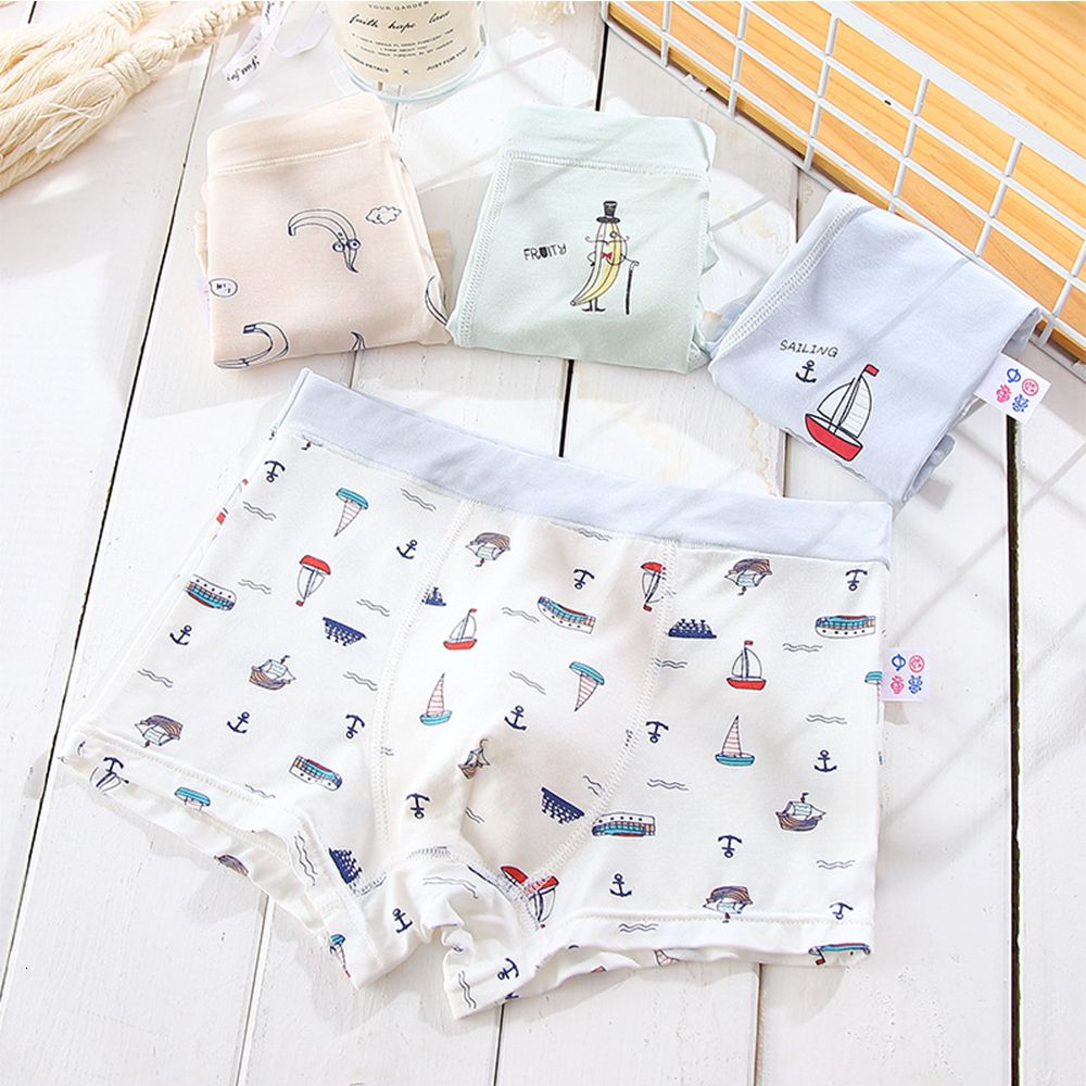 Panties Children s Underwear for Kids Cartoon Shorts Soft Cotton Underpants Boys Sailboats Pattern 5Pcs lot 221205