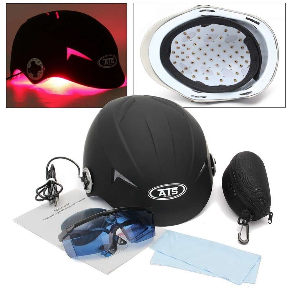 Thin Bald Hair Growth Laser Cap 650nm LLLT Red Light Therapy Promoter Hair Loss Treatment Helmet With Glasses 64 Diodes