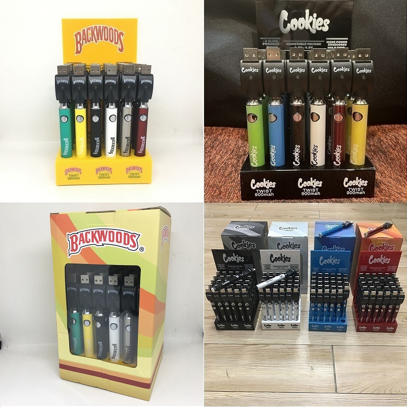 Newest Backwoods Cookies Law Battery Display kits 900mAh Vape Voltage Adjustable With Chargers Preheat Function 6 Colors 30pcs ct Per Display vertex, Cookies battery(display box with 30pcs)
Newest Backwoods Cookies Law Battery Display kits 900mAh Vape Voltage Adjustable With Chargers Preheat Function 6 Colors 30pcs ct Per Display vertex, Cookies battery(display box with 30pcs)