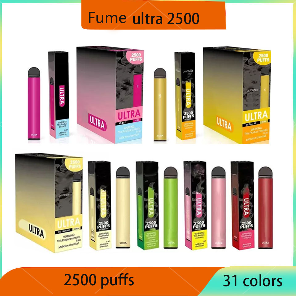 Fume Ultra 2500 puffs Disposable Vape Electronic Cigarette 1000mAh Battery Prefilled 8ml Cartridges Vapors Device Vaporizers Vapes Pen Stick Ecigarette
Fume Ultra 2500 puffs Disposable Vape Electronic Cigarette 1000mAh Battery Prefilled 8ml Cartridges Vapors Device Vaporizers Vapes Pen Stick Ecigarette