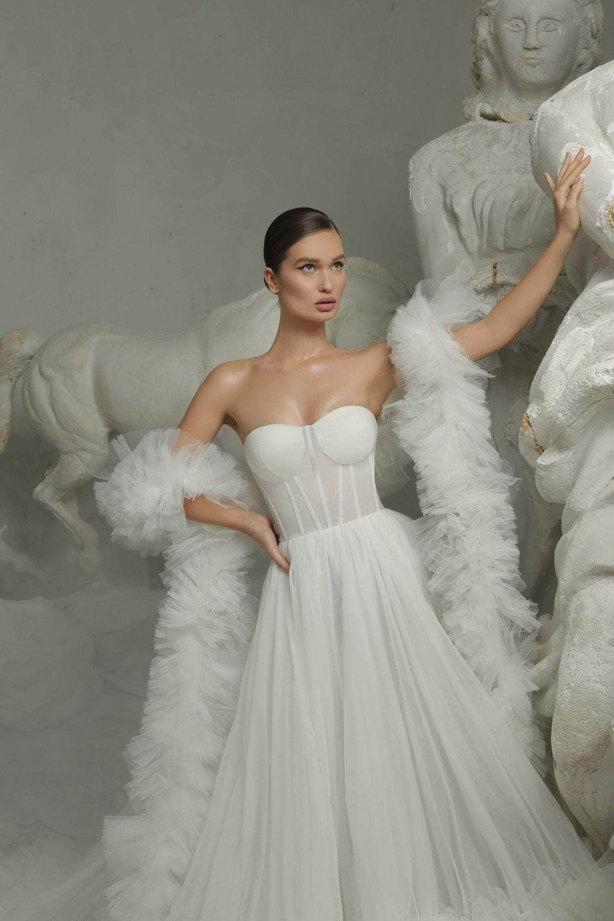 Tulle Evening Dresses Perspective Sheer Long Robe Puffy Tiered Ruffles Dress for Baby Shower Prom Party Wear Gowns