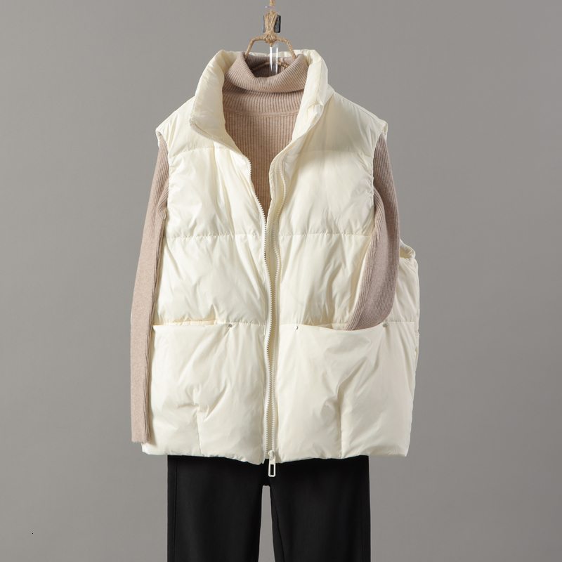 Women's Down Parkas Spring Slim Duck Vest Women Basic Waistcoat Autumn Fashion Short Puffer Jacket Casual NV1601 221205