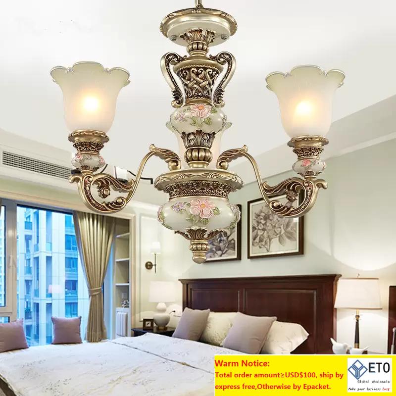 European Lighting Chandelier Pendant Lamp Bedroom Dining Room Living Room Lamp Resin Garden Simple Western Style Retro Atmospheric Lighting