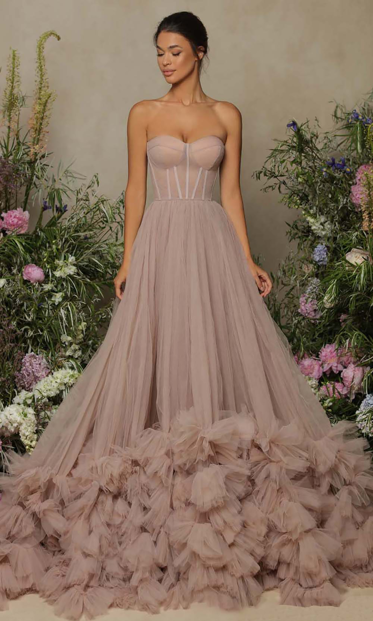 Tulle Evening Dresses Perspective Sheer Long Robe Puffy Tiered Ruffles Dress for Baby Shower Prom Party Wear Gowns