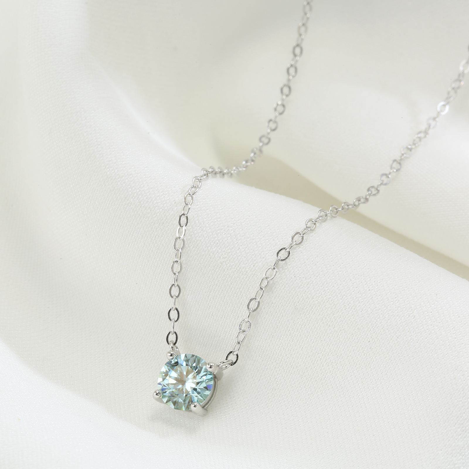 Pendant Necklaces Necklace for Women 1-2 Ct Sterling Silver Choker 18K White Gold Plated GH Color Lab Created Diamond Solitaire 221205