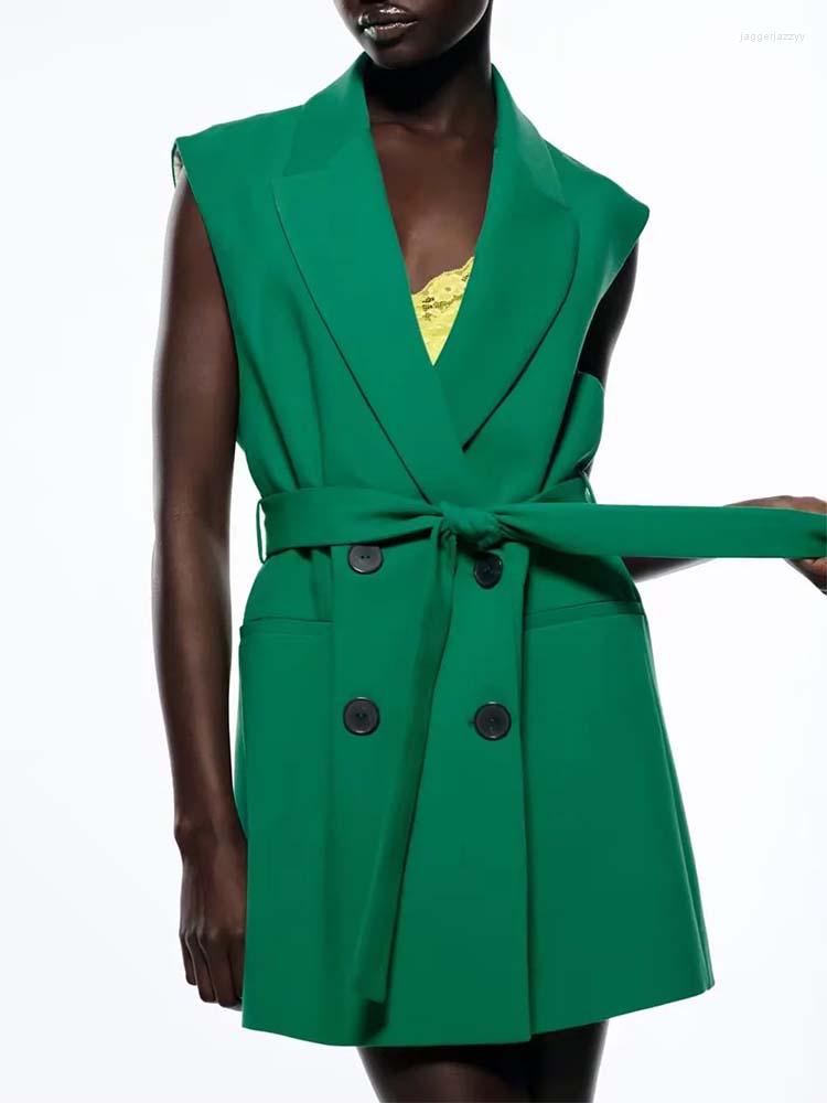 Women's Vests Women Fashion With Sashes Double Breasted Office Wear Waistcoat Vintage Sleeveless Female Vest Coat Chic Veste, Green
Women's Vests Women Fashion With Sashes Double Breasted Office Wear Waistcoat Vintage Sleeveless Female Vest Coat Chic Veste, Green
