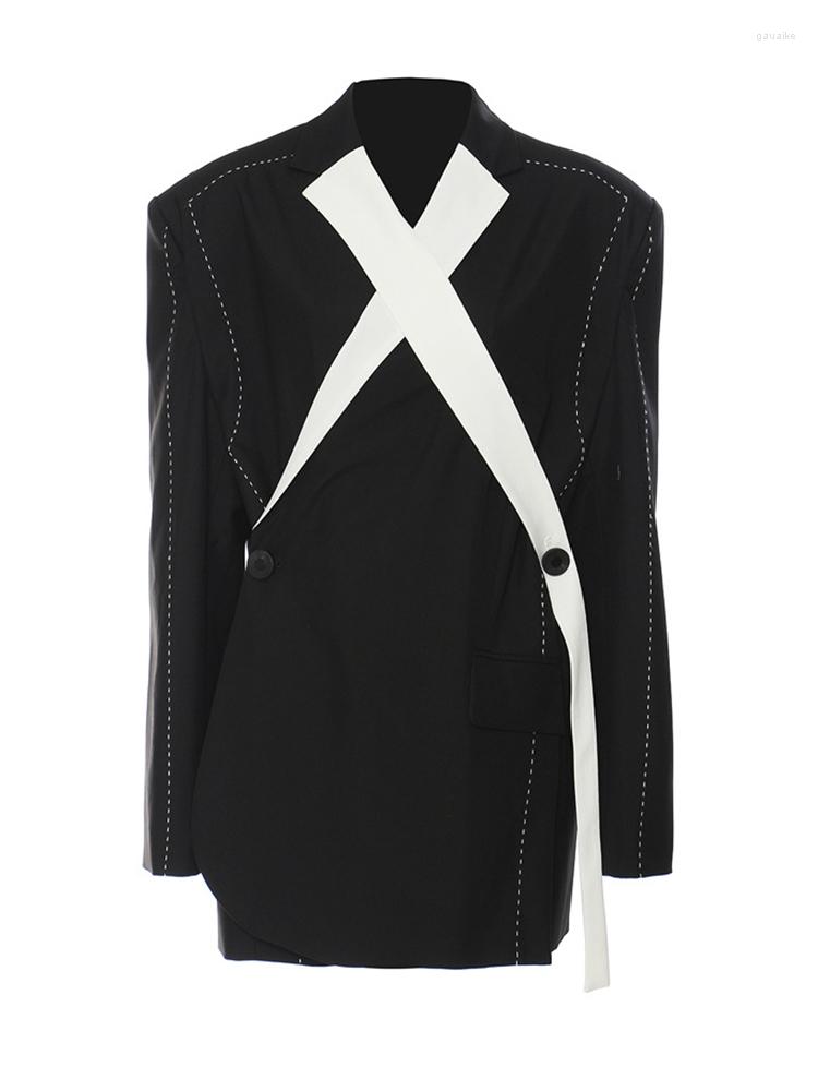 Women's Suits Women Topstitched Cross Big Size Blazer Lapel Long Sleeve Loose Fit Jacket Fashion Tide Spring Autumn 2022 M700, Black
Women's Suits Women Topstitched Cross Big Size Blazer Lapel Long Sleeve Loose Fit Jacket Fashion Tide Spring Autumn 2022 M700, Black