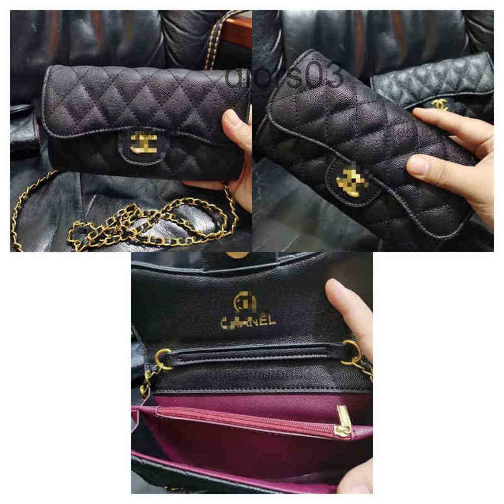 

Leather Caviar Chain Channel Shoulder Bag Wallet Womens Mens Lovers Card Handbag Pocket Purse Luxurious Even Messenger Bag L7.48In H4.72In, New caviar chain bag