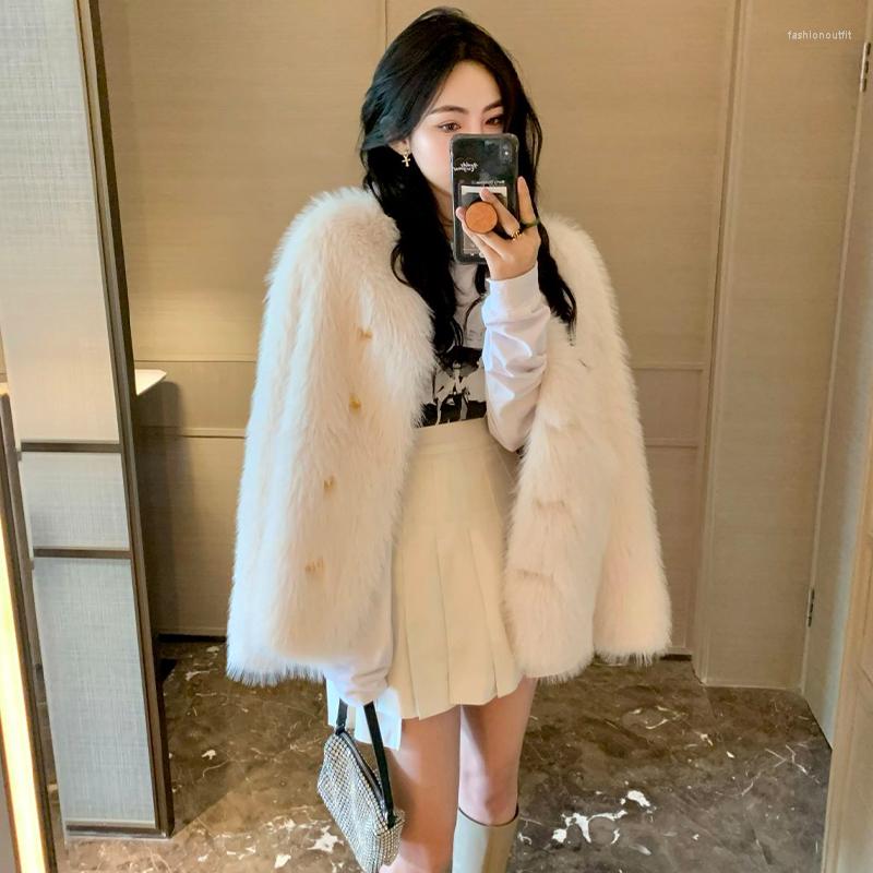 Women' Fur Double Breasted Golden Buttons Women 2022 Winter Fashion Faux Coats O-neck Imitation Jackets B210, Brown
Women' Fur Double Breasted Golden Buttons Women 2022 Winter Fashion Faux Coats O-neck Imitation Jackets B210, Brown