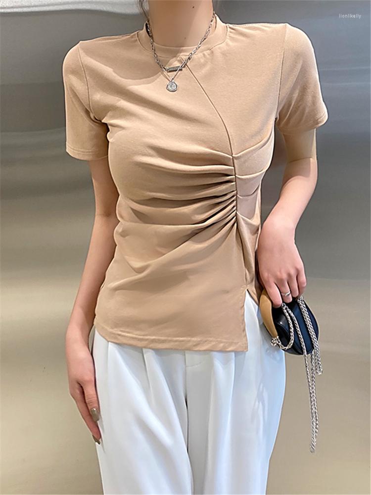 Women' T Shirts Summer Solid Pleated Split Women' T-Shirts 2022 Short Sleeve O-Neck Minimalism Bottoming Casual Chic Tops Female, Black
Women' T Shirts Summer Solid Pleated Split Women' T-Shirts 2022 Short Sleeve O-Neck Minimalism Bottoming Casual Chic Tops Female, Black