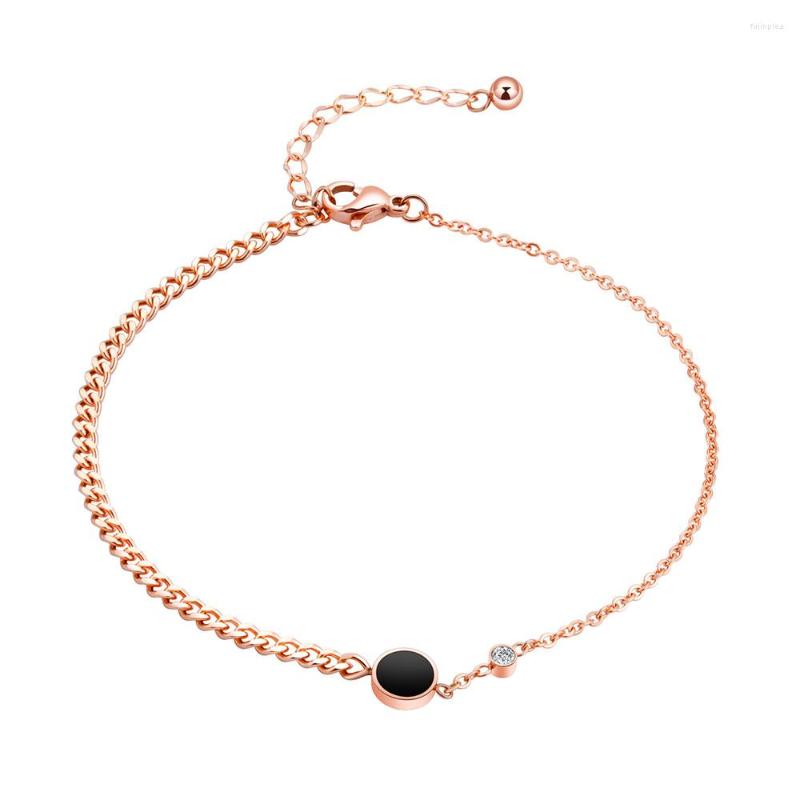Anklets Trendy Rose Gold Color Love Black Circle For Women Titanium Steel Foot Link Chain Anklet Female Jewelry A19041
Anklets Trendy Rose Gold Color Love Black Circle For Women Titanium Steel Foot Link Chain Anklet Female Jewelry A19041