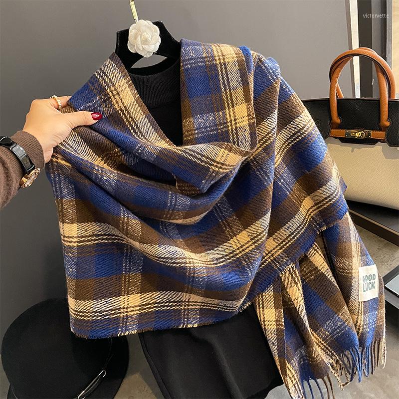Scarves Ladies Double-sided Plaid Scarf Winter Women Retro Trend Thickened Warm And Cold Cape Bib
Scarves Ladies Double-sided Plaid Scarf Winter Women Retro Trend Thickened Warm And Cold Cape Bib