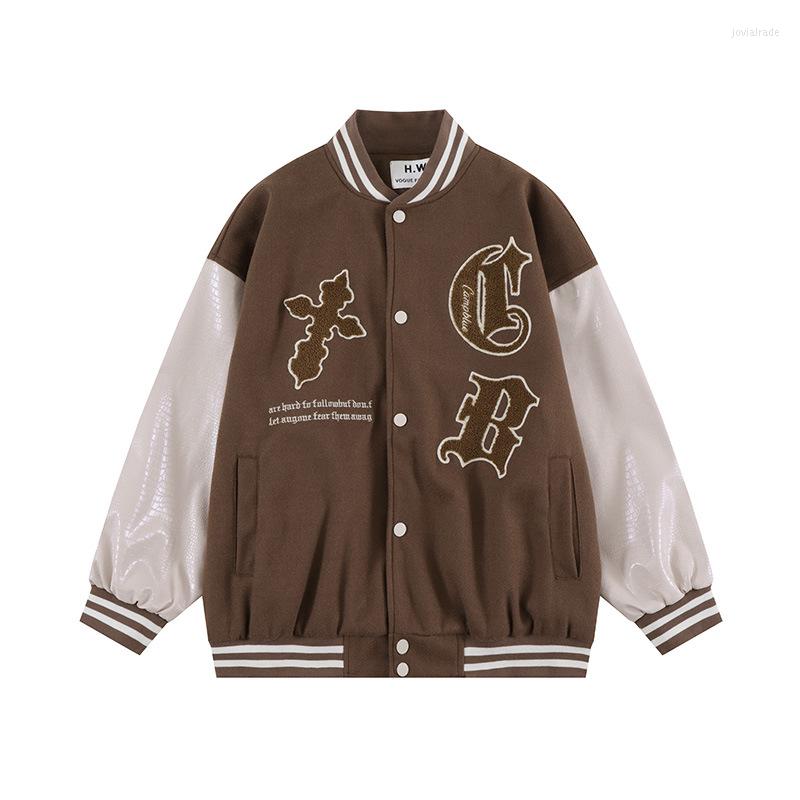 Men's Jackets Hip Hop Streetwear Bomber Jacket Retro Cross Letter Embroidery Baseball Uniform Pu Leather Sleeve Patchwork Couple Coats, Black
Men's Jackets Hip Hop Streetwear Bomber Jacket Retro Cross Letter Embroidery Baseball Uniform Pu Leather Sleeve Patchwork Couple Coats, Black