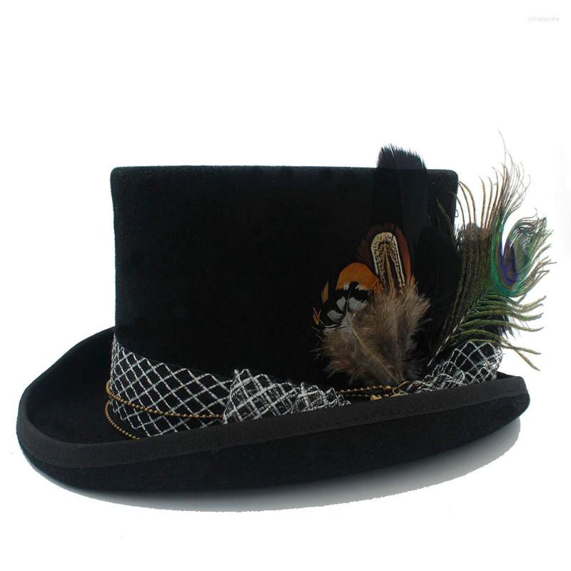 Berets Pure Wool DIY Women Men Fedora Hat Steampunk Steam Punk Gear Fedoras Millinery Goggles Handmade Cap Peacock Feathers 20, Black 59cm
Berets Pure Wool DIY Women Men Fedora Hat Steampunk Steam Punk Gear Fedoras Millinery Goggles Handmade Cap Peacock Feathers 20, Black 59cm