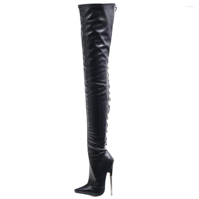 Boots Women Crotch Thigh High 18CM Super Heel Pointe Toe Back Cross-tied Long Shaft Custom Made, Black matte
Boots Women Crotch Thigh High 18CM Super Heel Pointe Toe Back Cross-tied Long Shaft Custom Made, Black matte