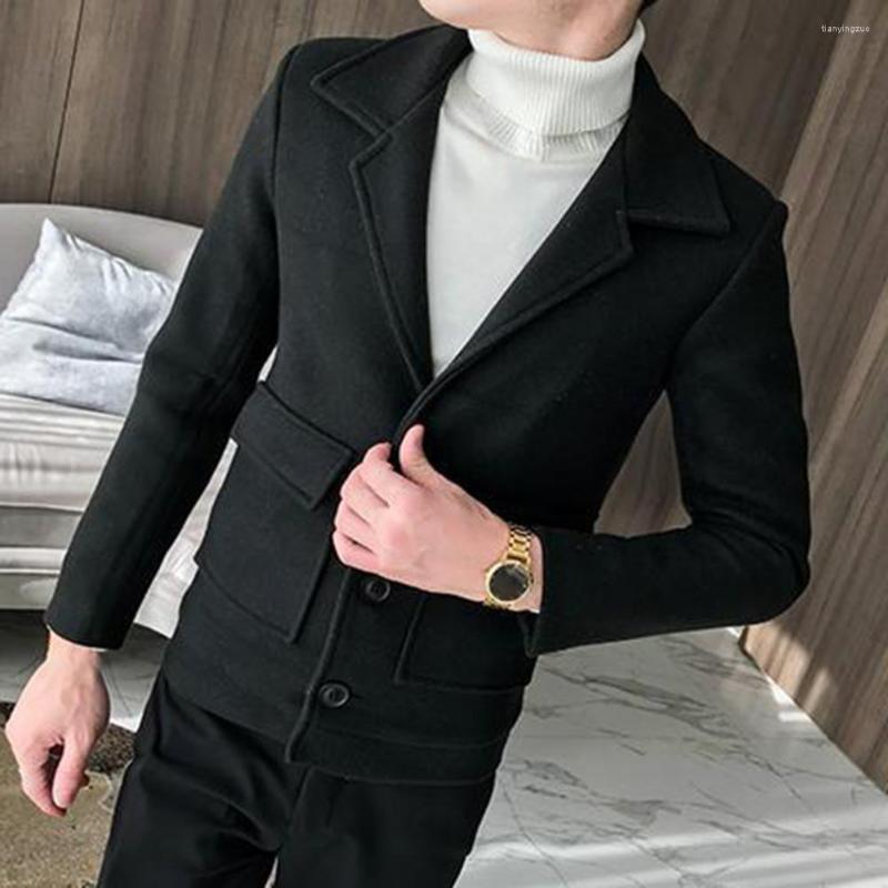 Men's Jackets Trendy Men Woolen Coat Temperament Coldproof Slim Fit Trench Pockets Thicken Jacket For Outdoor, Black
Men's Jackets Trendy Men Woolen Coat Temperament Coldproof Slim Fit Trench Pockets Thicken Jacket For Outdoor, Black