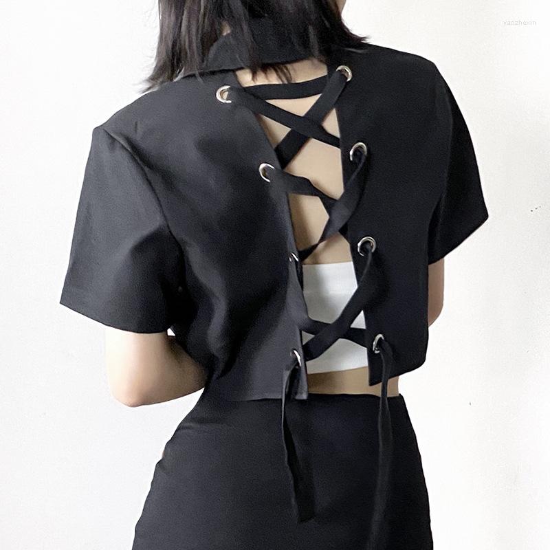 Women' Suits Summer Fashion Sexy Club Loose Plain Backless Bandage Short Sleeve Black Women Casual Blazers Girl Crop Top Jacket Outwear 
Women' Suits Summer Fashion Sexy Club Loose Plain Backless Bandage Short Sleeve Black Women Casual Blazers Girl Crop Top Jacket Outwear