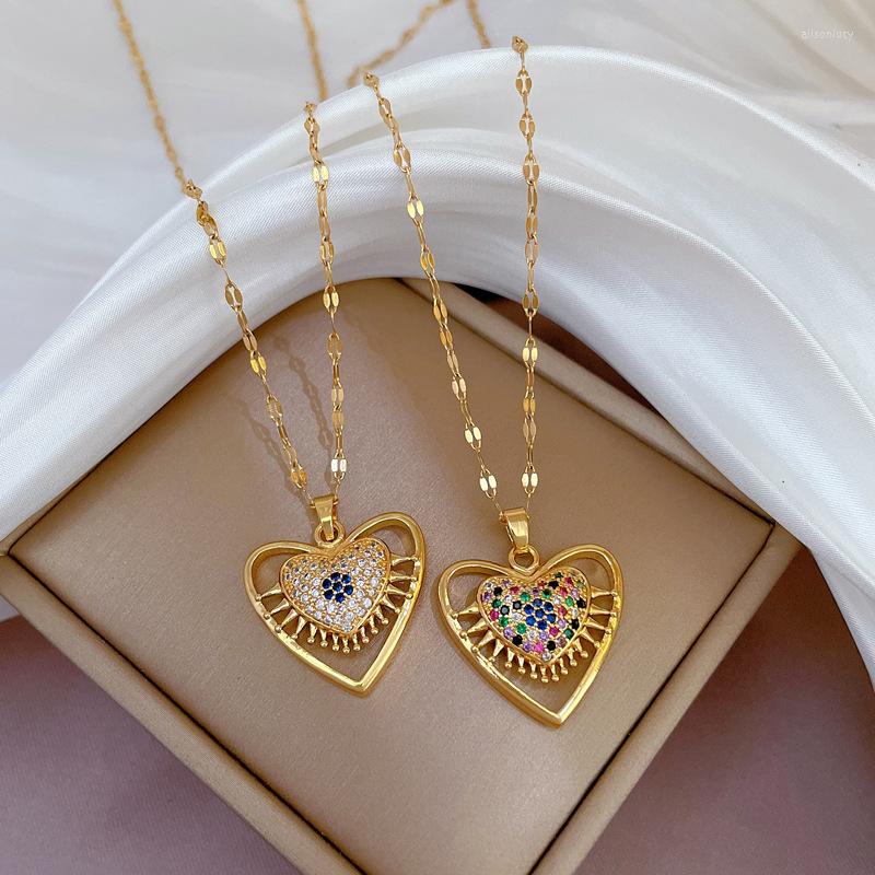 Pendant Necklaces OIMG Stainless Steel Luxury Zircon Crystal Big Heart Necklace For Fashion Female Wedding Jewelry Neck Chain
Pendant Necklaces OIMG Stainless Steel Luxury Zircon Crystal Big Heart Necklace For Fashion Female Wedding Jewelry Neck Chain