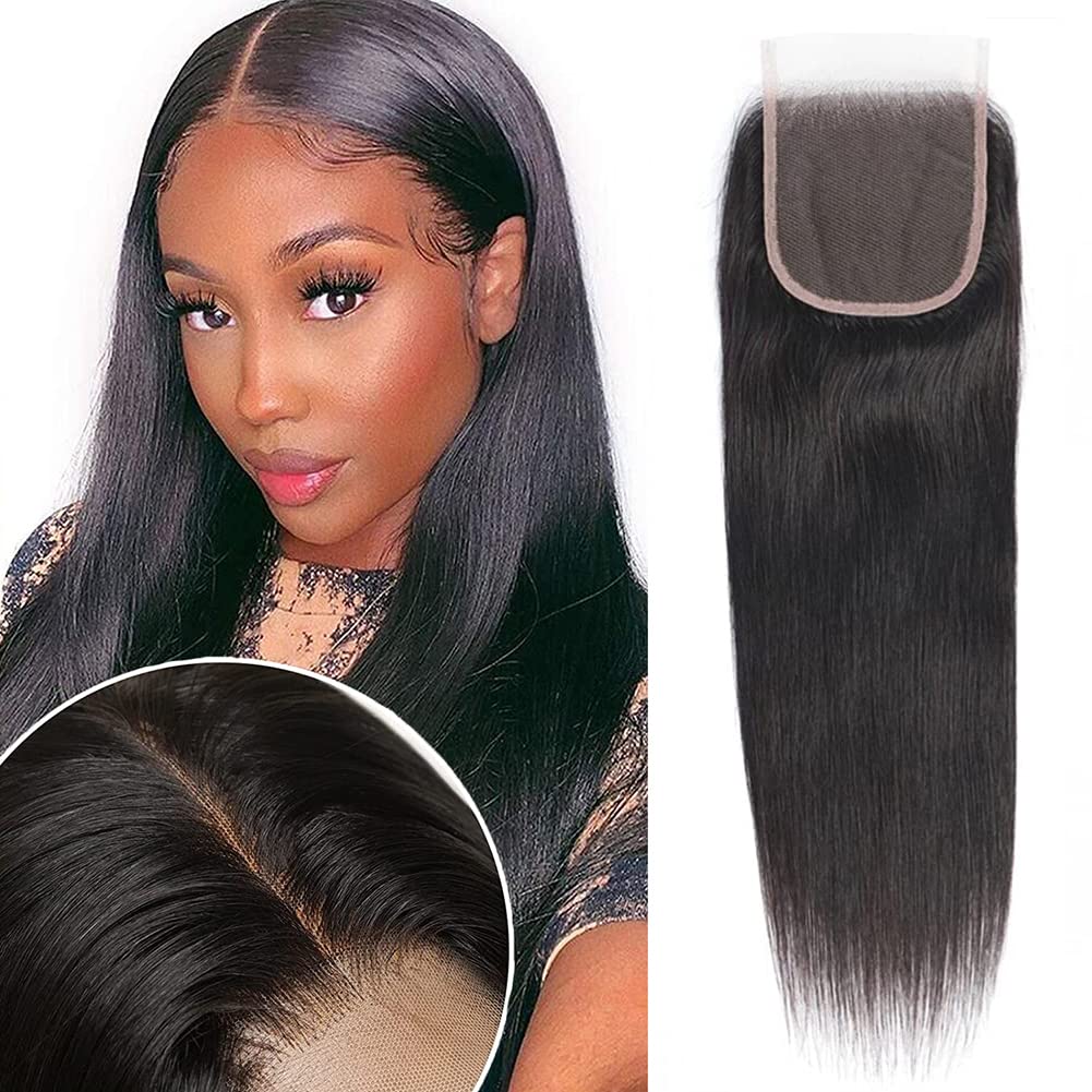 Free shipping Brazilian Virgin Straight 4x4 Lace Closure Natural Color Pre-plucked With Baby Hair Can be Dyed