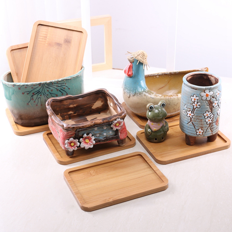 Multi Bamboo Tray Wood Saucer Flower Pot Tray Cup Pad Coaster Plate Kitchen Decorative Plate Creative Coaster Coffee Cup Mat